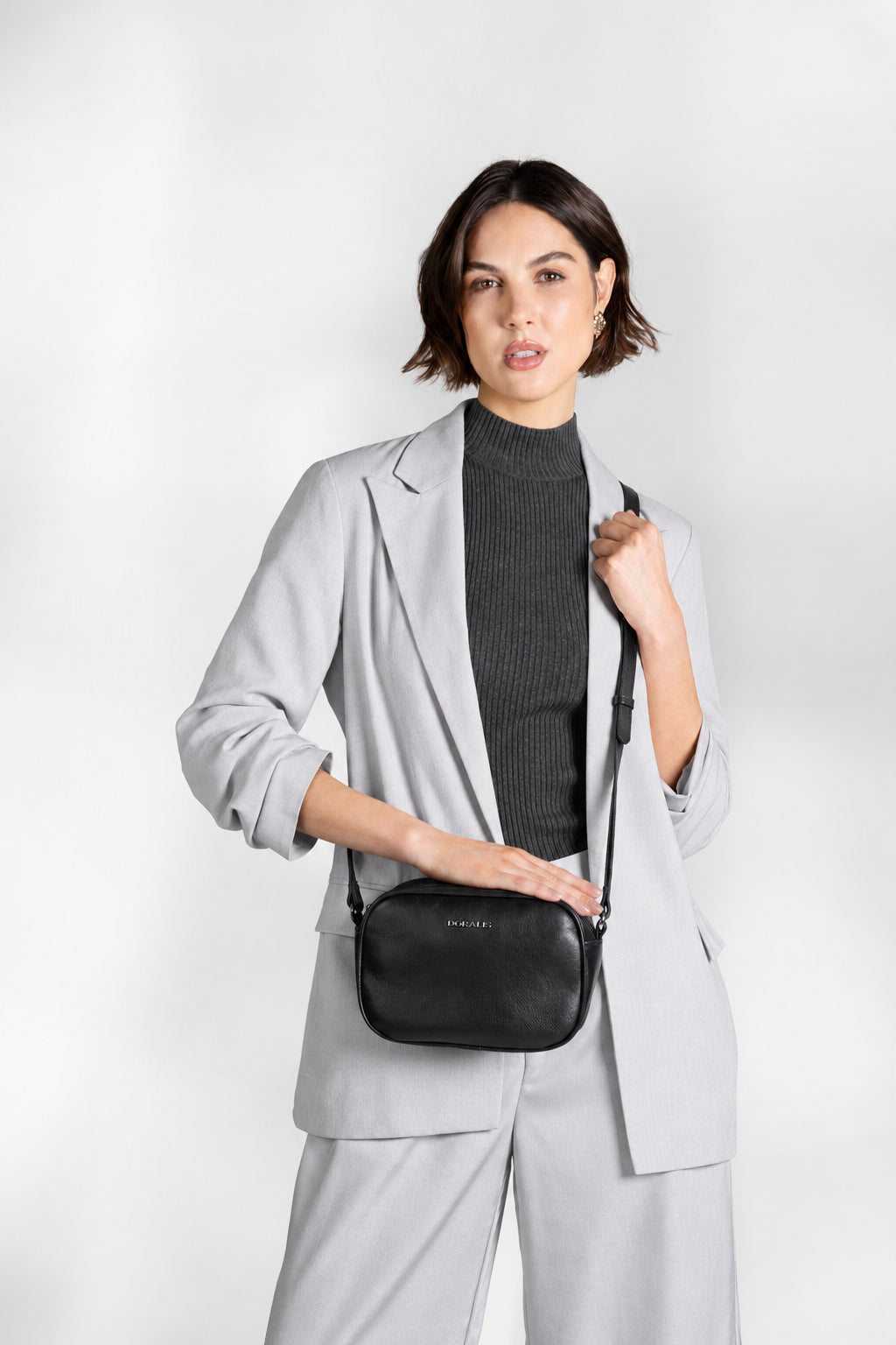 Bolsa Transversal Camera em Couro Pequena