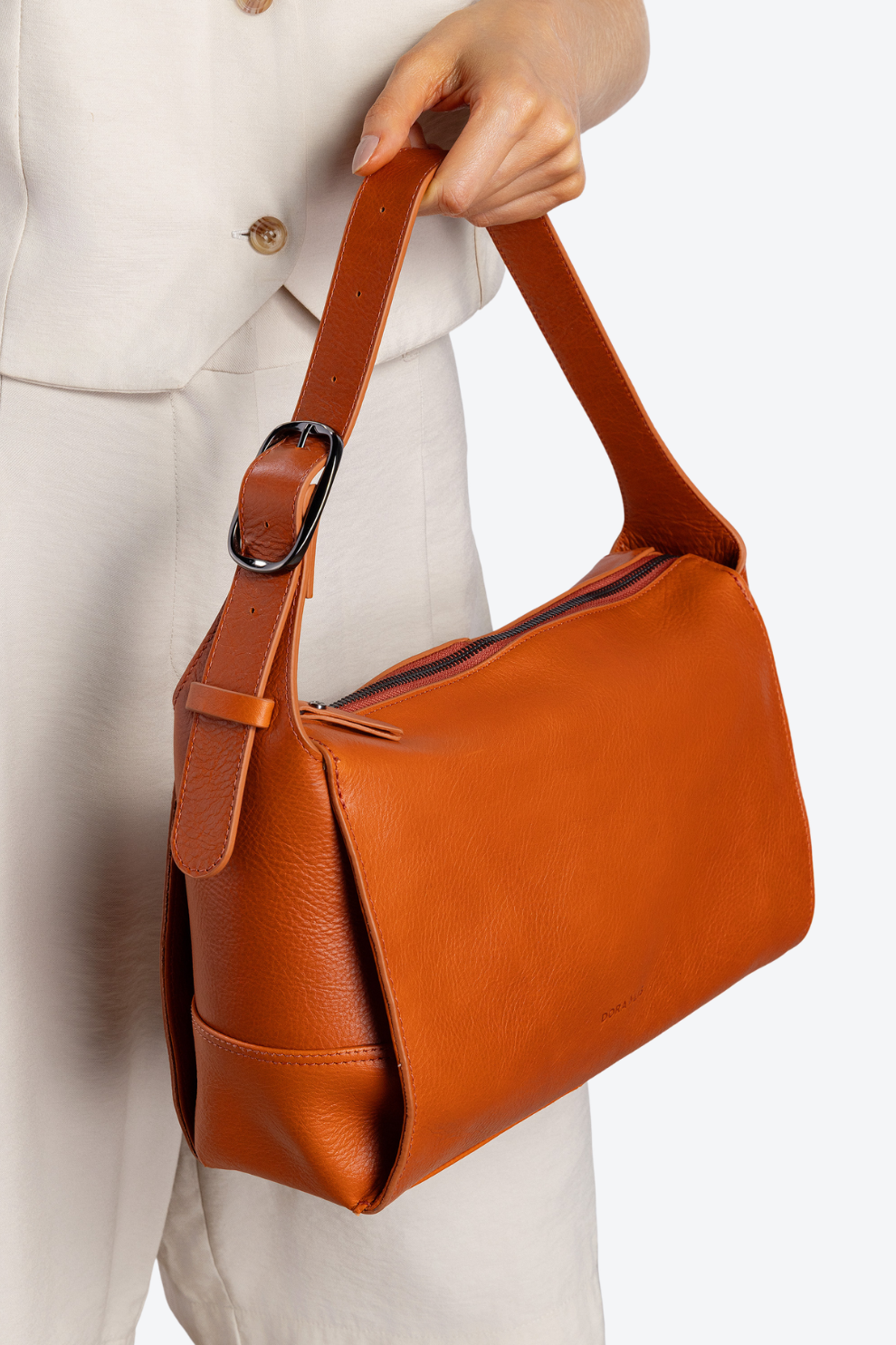 Bolsa Couro Fivela Ombro Média