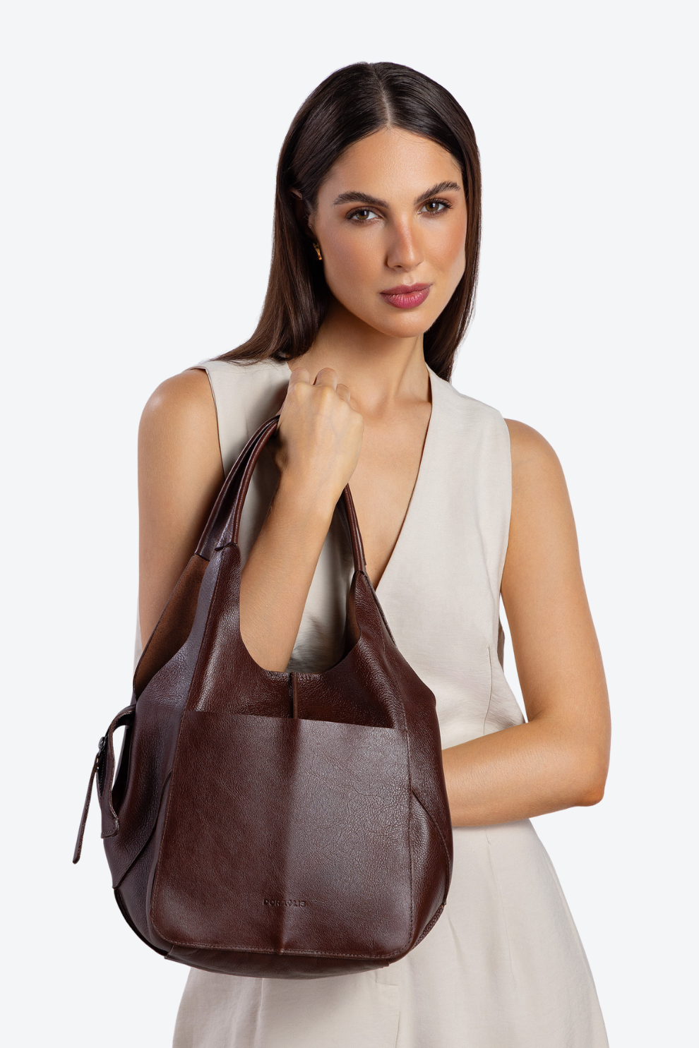 Bolsa Couro Hobo Zíper Média