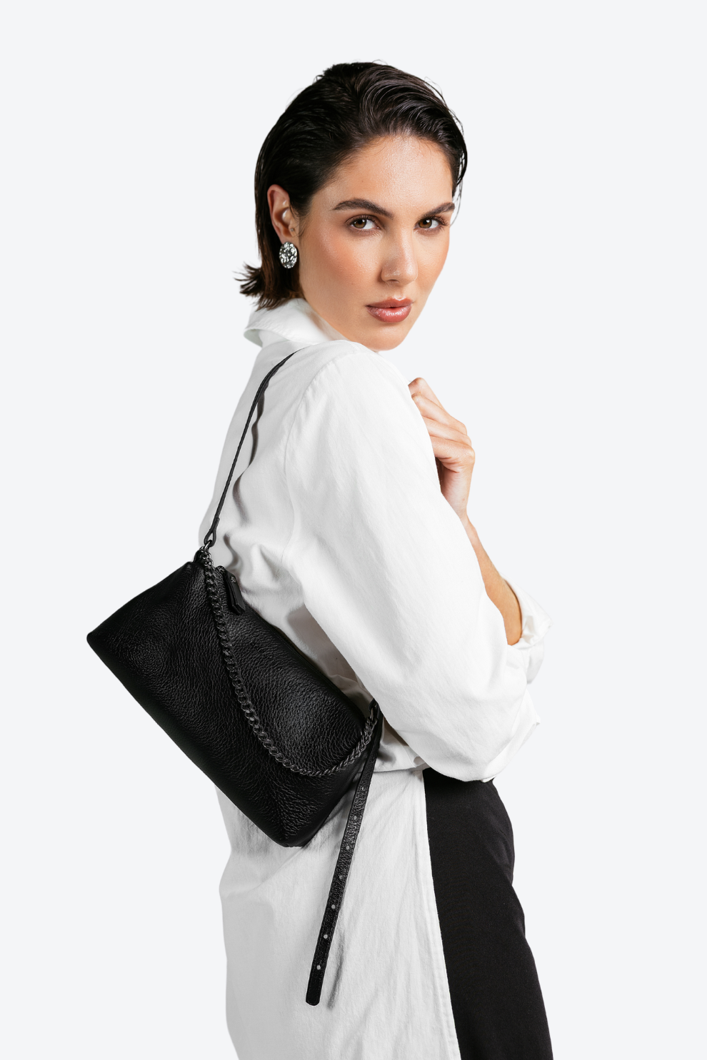 Bolsa Transversal Slim em Couro Pequena