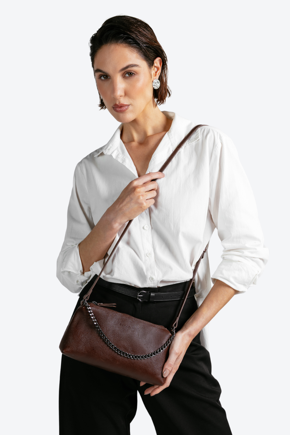 Bolsa Transversal Slim em Couro Pequena