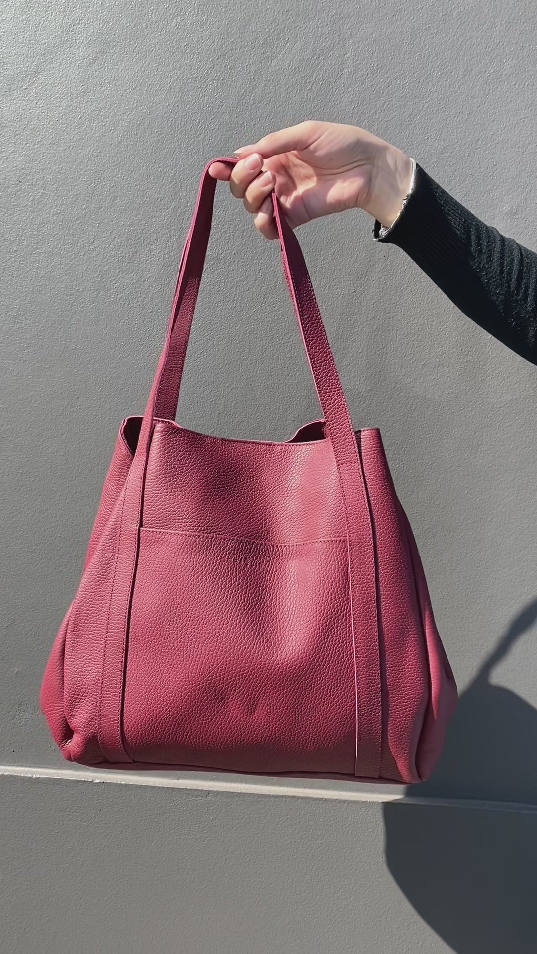 Bolsa Couro Três Divisórias Grande